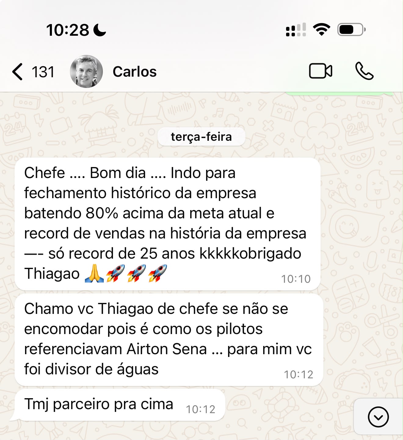 Print do depoimento de Carlos