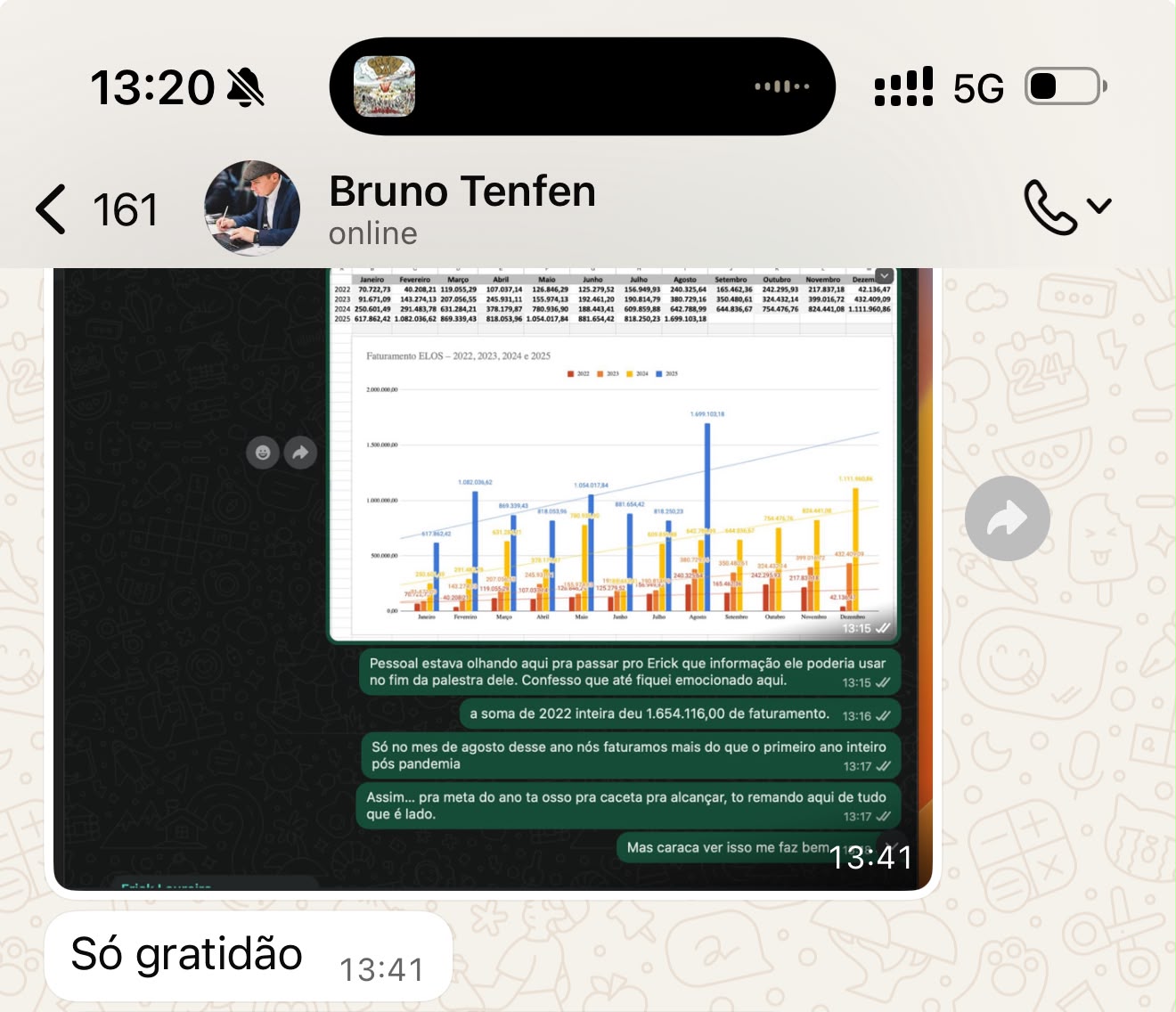 Print do depoimento de Bruno Tenfen